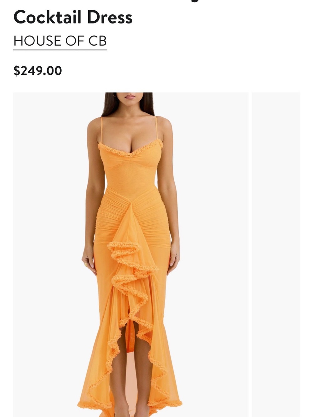 Gabbi House of CB Tangerine Ruffle High-Low Gown